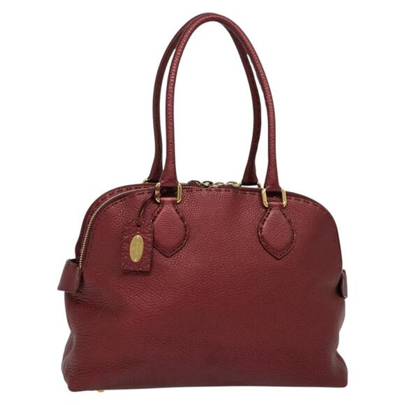 FENDI Celeria Shoulder Bag Leather Red Gold - Picture 1 of 13